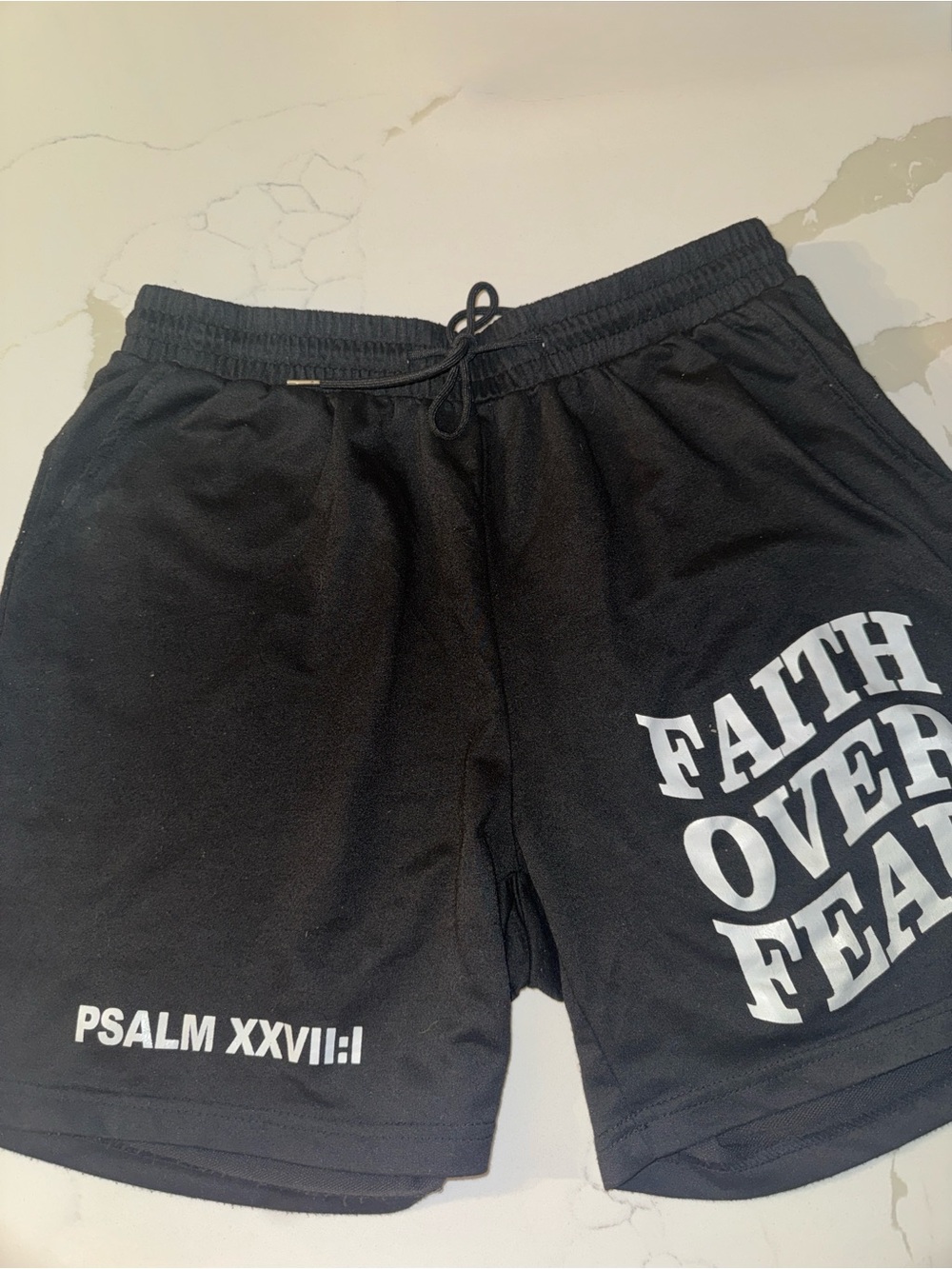 Faith Over Fear Black Men's Athletic Shorts